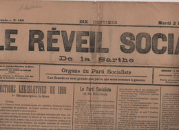 REVEIL SOCIAL DE LA SARTHE 2 05 1906 - ELECTIONS LEGISLATIVES LE MANS DOCTEUR CLAUSSE - EMPRUNT RUSSE - PARTI SOCIALISTE - General Issues