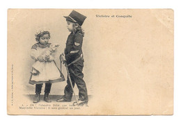 COUPLE ENFANT MILITAIRE : Victoire Et Conquête - POUPEE - Royer Nancy - - Royer