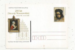 Entier Postal , POLOGNE , POLSKA , 1998, 200 Lat Diecezji Warszawskiej , 1798-1998, PIUS VI - Ganzsachen