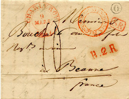 BELGIQUE - CAD CHARLEROY + BOITE O SUR LETTRE AVEC CORRESPONDANCE DE ACOZ PRES CHATELET POUR LA FRANCE, 1837 - 1830-1849 (Belgique Indépendante)