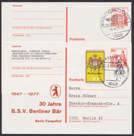 P 103, 2 Karten, Je Zudruck "BSV Berliner Bär", Je Ortsbedarf Mit Bzw. Ohne Zusatzfrankatur - Postkarten - Gebraucht