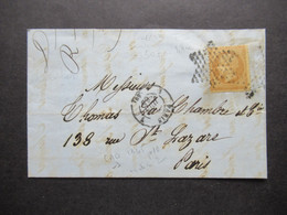 Frankreich 1864 Napoleon III. Michel Nr.20 EF Mit Sternstempel Paris Ortsbrief Mit Inhalt - 1862 Napoléon III.