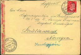 1944, Zensurbrief Ab RIGA, Dienstpost Ostland An Den Hafenkapitän  In Christiania - Other & Unclassified