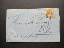 Frankreich 1863 Napoleon III. Michel Nr.15 EF Mit Rautenstempel Mit Nummer 1 Paris Faltbrief Ohne Inhalt - 1853-1860 Napoleon III