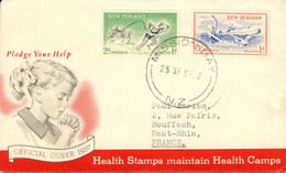 Stamp Timbre New Zealand Nouvelle Zélande 2 Timbres Oblitérés 1957 (sport ) Mission Bay Sur Enveloppe - Gebraucht