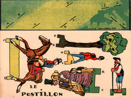 Papier Publicitaire Phosphatine Falières Sujets à Découper Le Postillon The Postilion Cheval Horse Louis Chambrelent - Publicités