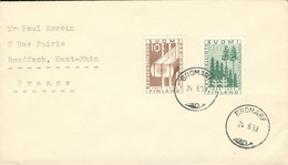 Stamp Timbre Finlande Finland Bromarf SUOMI 1959 2 Timbres Sur Enveloppe - Usados