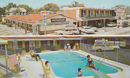 Tampa Florida, Hancock's Hotel Court & Restaurant, Swimming Pool, C1960s Vintage Postcard - Tampa