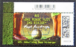 Bund/BRD  März 2022 Sondermarke "125. Geburtstag Sepp Herberger" MiNr3675 Ecke 1, Gestempßelt - Used Stamps