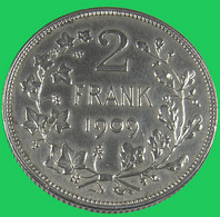 2 Francs - Belgique- 1909 - Argent - TTB +  - - 2 Frank