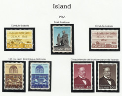 ISLANDE 1968  N° 370 à 380 - Other & Unclassified