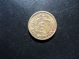 ALLEMAGNE : 5 REICHSPFENNIG   1925 F Normal Ou Petit    KM 39     SUP * - 5 Rentenpfennig & 5 Reichspfennig