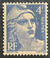 FRA0717MNHa - Marianne De Gandon - 4 F Blue MNH Stamp - 1945-47 - France YT 717a - 1945-54 Marianne De Gandon