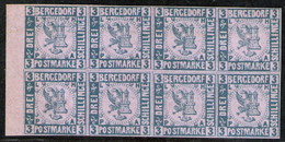 Bergedorf - Nr. 4 - Rand-Achterblock Neudruck 1888 Mit Gummi - Bergedorf