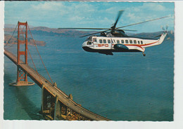 Vintage Rppc San Francisco Airlines Sikorsky S-61N Helicopter Above Colden Gate Bridge - 1919-1938: Entre Guerres