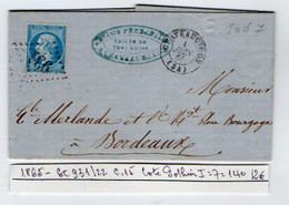 TB 3271 - 1865 - LAC - Lettre De Mrs RICOU Frères à CHATEAUGIRON Pour Mr MERLANDE à BORDEAUX - 1849-1876: Période Classique