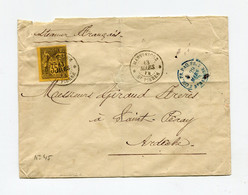 !!! N°45 SEUL SUR LETTRE DE ST PIERRE DE LA MARTINIQUE DE 1879,  PAR STEAMER FRANCAIS - Sage