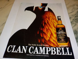 ANCIENNE PUBLICITE  NOBLE SCOTCH   WHISKY CLAN CAMPBELL 1990 - Alcools