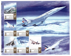 Ukraine 2021, France Aviation, Plane Concorde, Sheetlet Of 6v - Ucrania