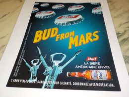 ANCIENNE PUBLICITE  FROM MARS  BIERE BUD 1999 - Alcools
