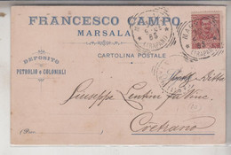 MARSALA  STORIA POSTALE PUBBLICITARIA  1909  DEPOSITO PETROLIO E COLONIALI F. CAMPO PER  CETRANO - Marsala