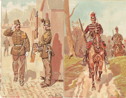 Armée Belge Illustrateur Louis Geens 2 Cartes Chasseurs A Pied Chasseurs A Cheval - Uniforms