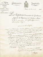 Gendarmerie Impériale 1812 L.manuscrite Capitaine Marotte Sambre Meuse Prefet Légionnaire Empire Namur Maire Havelange - Manuskripte