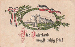 AK Lieb Vaterland... - Burg Fahne Lorbeer Patriotika -  Feldpost Freinsheim 1917 (60104) - Guerra 1914-18