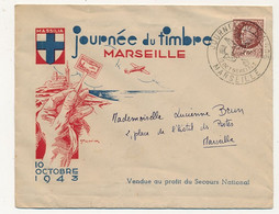 FRANCE => Env. Illustrée DRAIM - Journée Du Timbre 1943 Marseille, 1,50 Bersier, 10 Octobre 1943 - Briefe U. Dokumente
