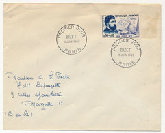 FRANCE => Env. Affr 0,30 + 0,10 BIZET - Premier Jour - Paris - 11 Juin 1960 - Covers & Documents