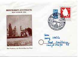 57715 - Bund - 1954 - 20Pfg. St.Bonifatius EF A. Bf M SoStpl BAD NAUHEIM - ... BRIEFM.AUSSTELLUNG ... -> Bad Nauheim - Lettres & Documents