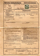 L57720 - Deutsches Reich - 1939 - 30Pfg Hindenburg EF A Arbeiter-Urlaubskarte M. Hs Entwertung, Rs. Urlaubsmarken - Cartas