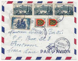 FRANCE => Env. Affr Composé Dont 8F Marseille - Pour Etats Unis - Obl Premier Jour MARSEILLE 15 Octobre 1955 - Lettres & Documents