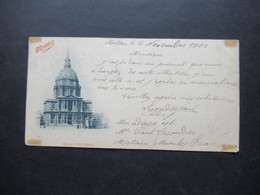 Frankreich 1900 Invalides Paris Nach Rumänien Gesendet Mit Posthornstempel 144 Bahnpost Stempel Fougeres A Vire - Paris (07)