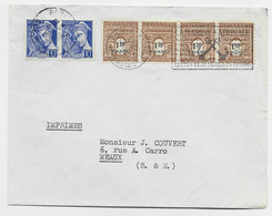 FRANCE ARC TRIOMPHE 1FR20 BANDE DE 4+ 10C MERCURE PAIRE LETTRE PARIS 1956 USAGE TARDIF AU TARIF - 1944-45 Arco Di Trionfo