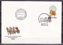 Hungary 1989 Horses Carriage FDC - Cartas & Documentos