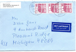 57757 - Bund - 1985 - 3@60Pfg B&S A LpBf AUMUEHLE -> Pleasant Ridge, MI (USA) - Storia Postale