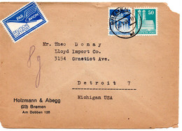 57760 - Bizone - 1949 - 50Pfg Bauten MiF A LpBf BREMEN -> Detroit, MI (USA) - Other & Unclassified