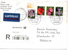 57762 - Bund - 2007 - 145c Blumen MiF A RLpBf DUESSELDORF -> ULAN BAATAR (Mongolei) - Storia Postale