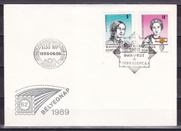 Hungary 1989 Famous People Kossuth Zsuzsa Florence Nightingale FDC - Cartas & Documentos