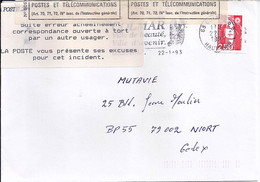 LETTRE OUVERTE A TORT PAR UN AUTRE USAGER ..... / BORDEREAU DE SERVICE /  DE COLMAR/1993 - Cartas Accidentadas