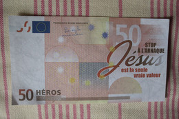 50 Héros Billet Secte Protestante Fac-similé Genre Billet Euro - Unclassified