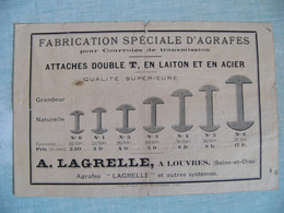 LOUVRES 95 Seine Et Oise Val D'Oise A. Lagrelle Fabrication Spéciale D'agrafes - 1900 – 1949