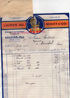 19- TULLE - FACTURE VALETAS ET FILS-LAINES AU ROUET D' OR-MERCERIE BONNETERIE- COUTURIER MERINCHAL-1936 - Textile & Clothing