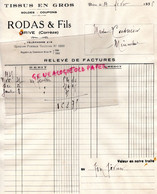 19- BRIVE- FACTURE RODAS FILS- TISSUS EN GROS-1936 - Textile & Vestimentaire