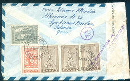 Greece 1949 Salonica To Elgin Ill. USA - CURRENCY CONTROL Marks - Covers & Documents