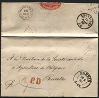 Préc. Avec Contenu DANZIG Vers Bruxelles 1866 + Càd ALLEMAGNE PAR EST 2* - Officinas De Paso