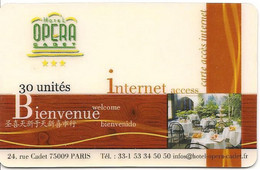 Lot De 4 Cartes Différentes Passman D'acces à Internet  -  Opéra Cadet Hotel Paris - Utilisées Luxe Ou TTB. - Prepaid Cards: Other