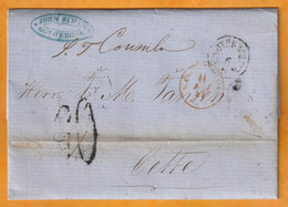 1857 - Folded Letter From GOTHEBORG Göteborg, Sweden To CETTE Sète Via PARIS, France - John Simen - Tax 20 - Covers & Documents