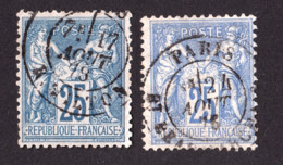 France - Sage Type II N° 79 (bleu) Et 78 (outremer) - Oblitérés - 1876-1898 Sage (Type II)